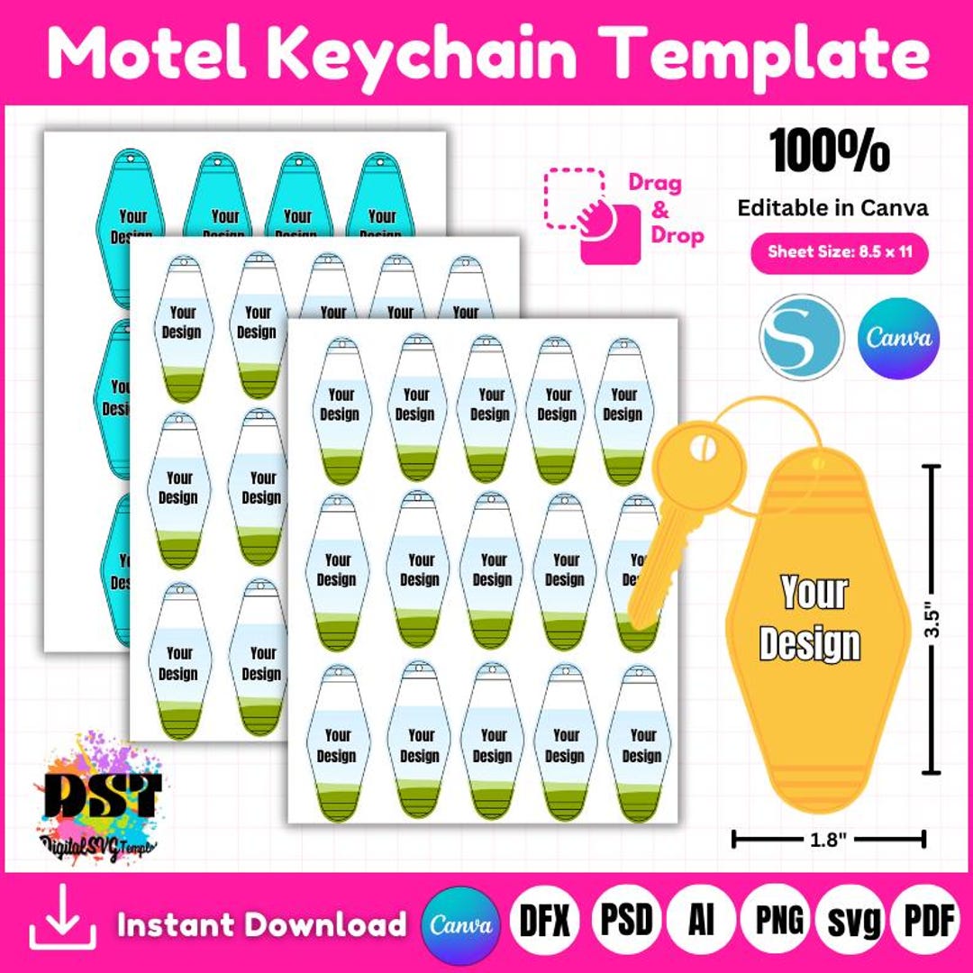 Motel Keychain Template Motel Keychain SVG Keychain Svg Bundle Hotel