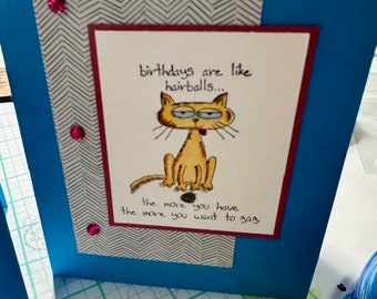 Handmade humorous birthday card - Blank Inside