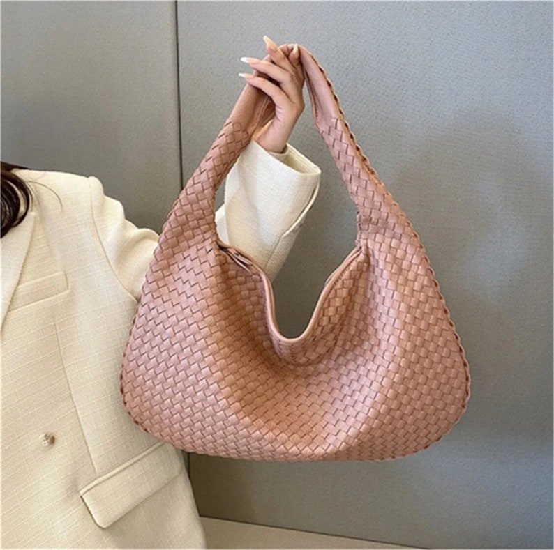 Sac à main végétalien en cuir, grand, tissé, sac à bandoulière, inspiré sac sardine, sac tissé, sac entrelacé, pour elle #8