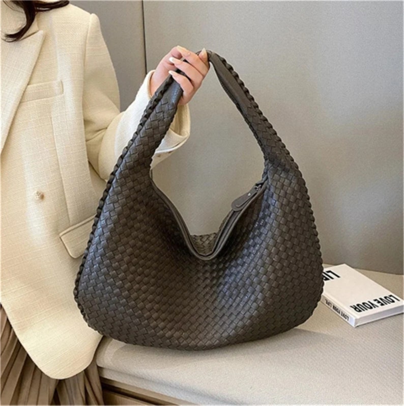 Leather Designer Purse Vegan Bag,Woven Large,Shoulder Bag,Inspired Sardine Bag,Woven Bag,Interwoven Bag,For Her #3
