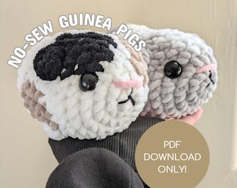 縫わずに編めるモルモットのぬいぐるみの作り方、初心者向けあみぐるみ
