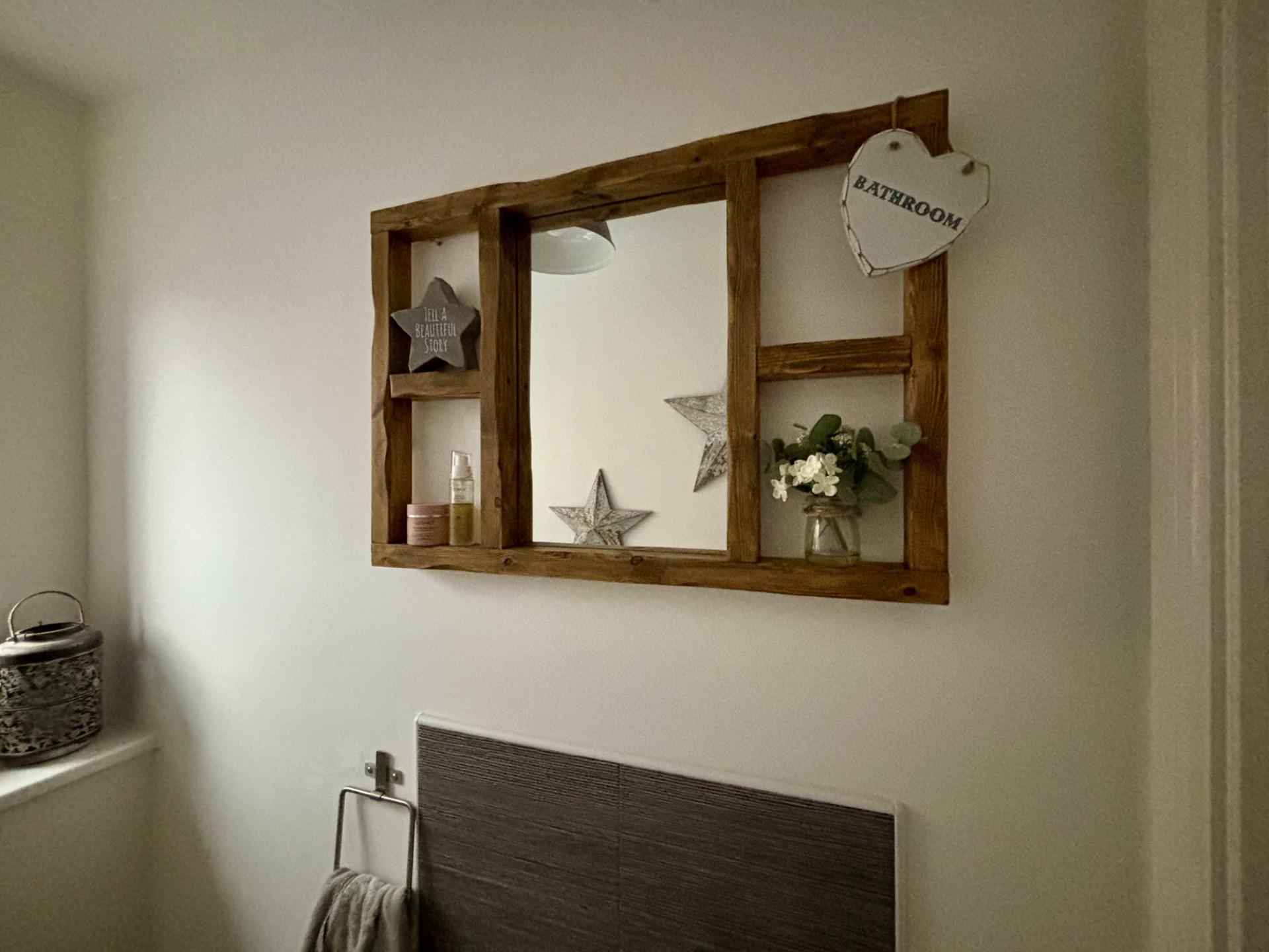 Wooden Bathroom Mirror With Shelves - Etsy
