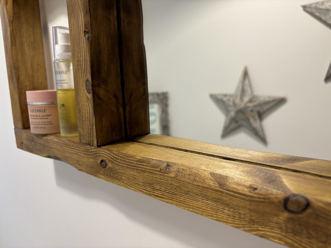Wooden Bathroom Mirror With Shelves - Etsy