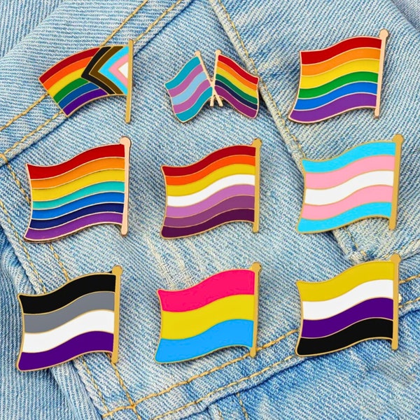 LGBTQIA+ Pride Badge Pin - Rainbow Flag Queer LGBTQ Badge Pin, Nonbinary Pronoun Pin, Transgender Gay Queer LGBT Pin