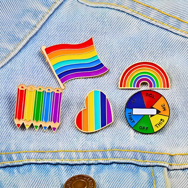 Set di badge Rainbow LGBTQIA+ - Spille per bottoni Queer Pride per non binari e gay | Collezione di badge: spille colorate per gay