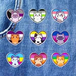 Cat LGBTQ Pronoun Pin - Funny cat pin for Lesbian gay pansexual transgender Non Binary asexual LGBT Pride Flag