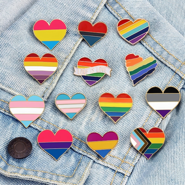 LGBT Heart Pin with All Flag Pride - LGBTQ Funny Rainbow for Gay Lesbian Pansexual Asexual Transgender Non Binary