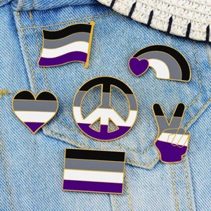 Asexual Pride Flag Pin LGBT Badge - Asexual Accessory LGBTQIA+ Pins Pansexual Pride Pin ,LGBTQ Pride gift Accessory