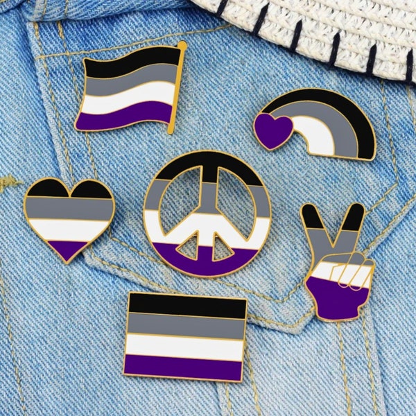 Asexual Pride Flag Pin LGBT Badge - Asexual Accessory LGBTQIA+ Pins Pansexual Pride Pin ,LGBTQ Pride gift  Accessory