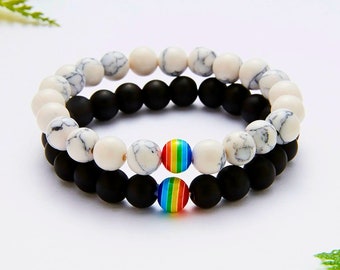 LGBTQ beaded bracelet, Lesbian Jewelry, Gay Pride Accessory, Asexual, Non Binary Gift, Pansexual Transgender