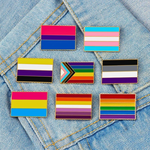 LGBTQIA+ Pride Badge Pin - Rainbow Flag Queer LGBTQ Badge Pin, Nonbinary Pronoun Pin, Transgender Gay Queer LGBT Pin