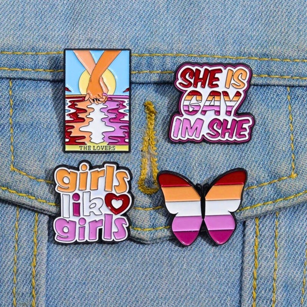 Lesbian pins LGBT flag bagde, Pride festival - Queer LGBTQIA+, Accessories for Gay, non-binary, transgender, Jewelry rainbow