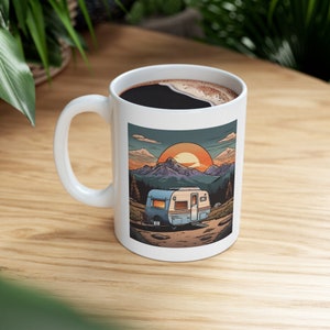 Camping Ceramic Mug, 11oz