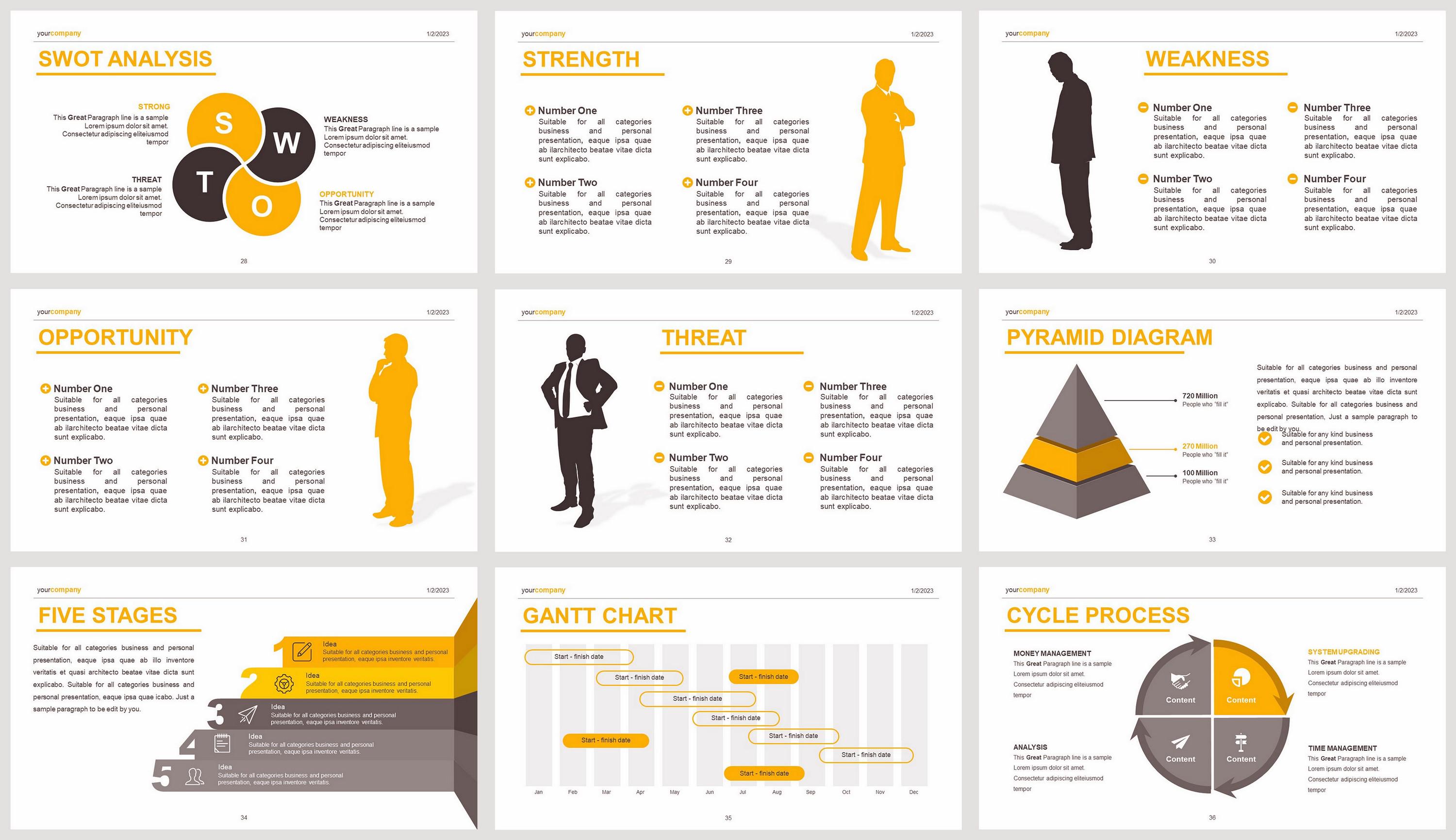 Personalized Powerpoint Template Minimalist Yellow Powerpoint Template