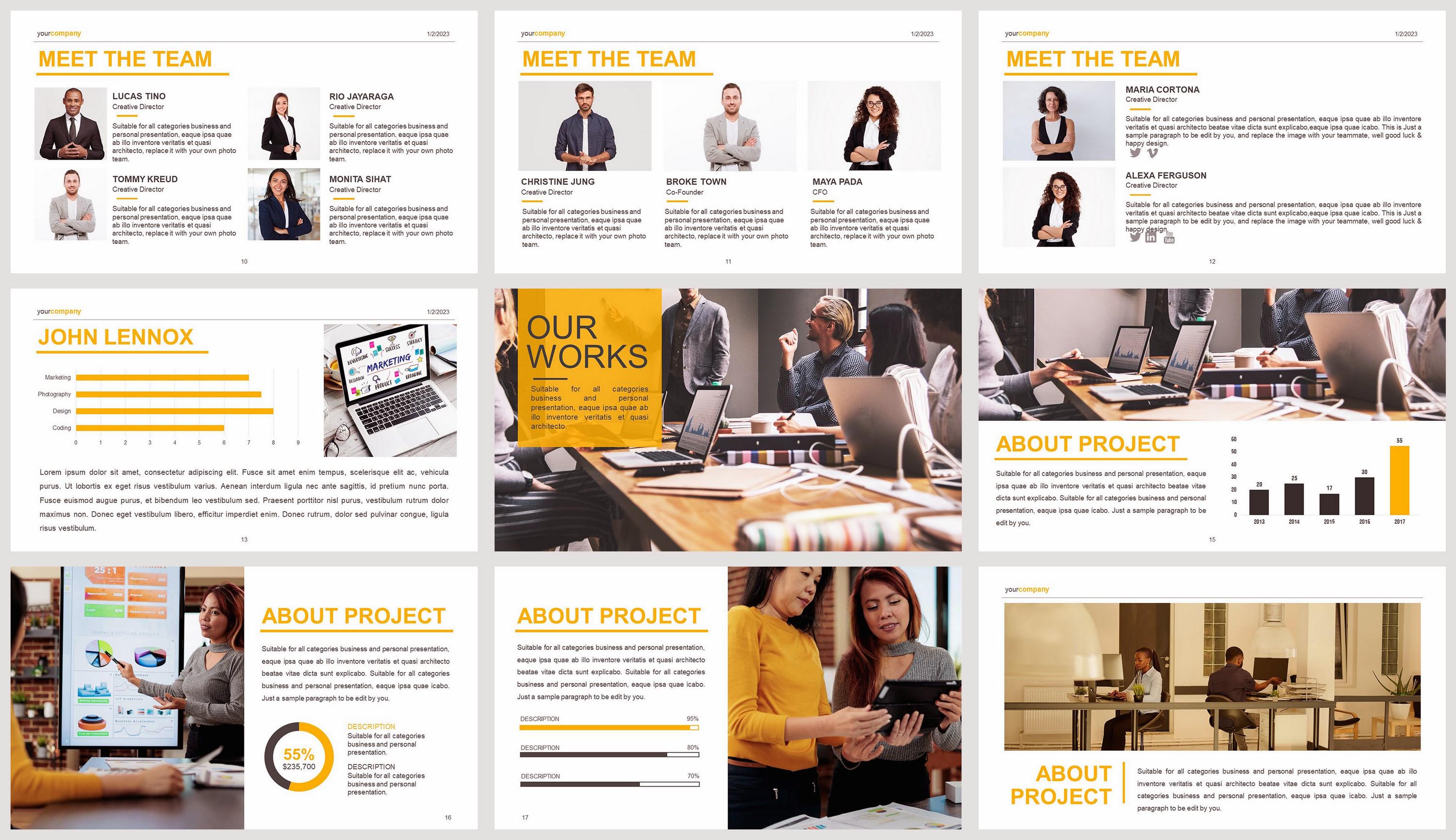 Personalized Powerpoint Template Minimalist Yellow Powerpoint Template