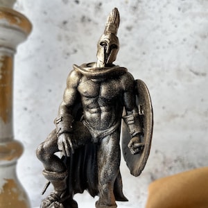 スパルタ戦士像、300インスパイア樹脂フィギュア、男性胴体、手描きの黒と金の装飾品