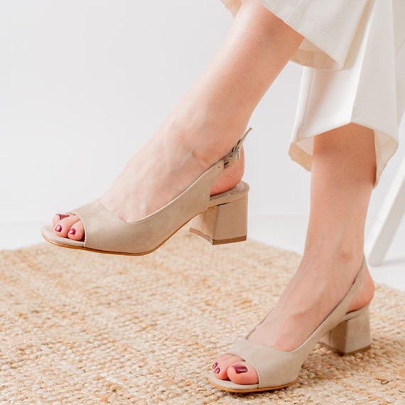 Beige Wedding Heels ankle Strap Brides Wedding Shoes Vegan Suede Bridal Shoes With High Block Heels bridesmaids Shoes gift for Her Wife Etsy Canada