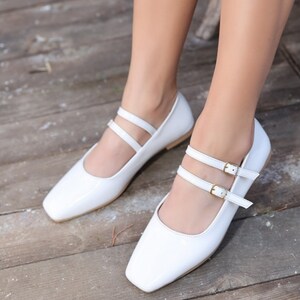 Lackleder Damen Ballerina Schuhe, Hochzeit Schuhe mit Absatz, Wildleder Handgemachte Klassische Schuhe, Vegan Geschenk für Frau Bild 6