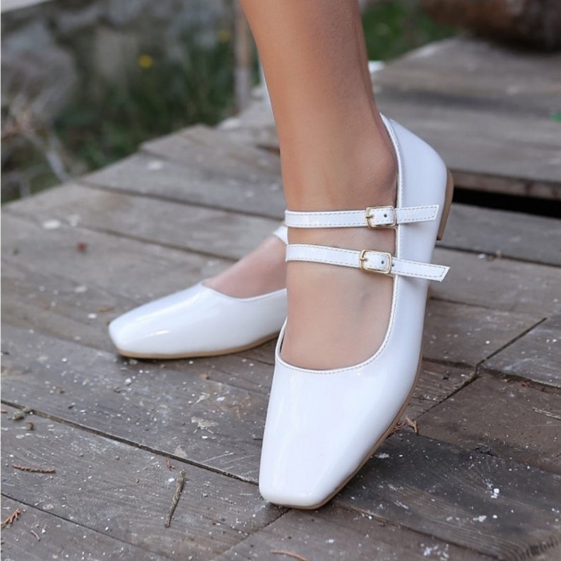 Lackleder Damen Ballerina Schuhe, Hochzeit Schuhe mit Absatz, Wildleder Handgemachte Klassische Schuhe, Vegan Geschenk für Frau Bild 9