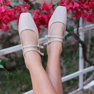 Lackleder Damen Ballerina Schuhe, Hochzeit Schuhe mit Absatz, Wildleder Handgemachte Klassische Schuhe, Vegan Geschenk für Frau Bild 8