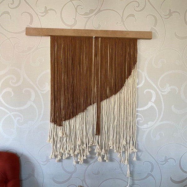 Modern Art Decor, Wall Hanging Macrame, Bohemian Decor, Macrame Decor, Fibert Art Macrame, Handmade Decor, Fiber Art Wall, Fiber Art Yarn