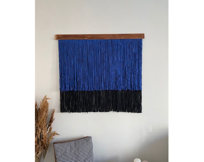 Blue Wall Hanging, Large Boho Decor, Fiber Art Macrame, Wall Hanging Art, Handmade Macrame, Cotton Wool Macrame, Personalized Wall Art -SOFA