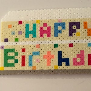 Happy Birthday Cake chocolate or vanilla Perler Bead Magnet