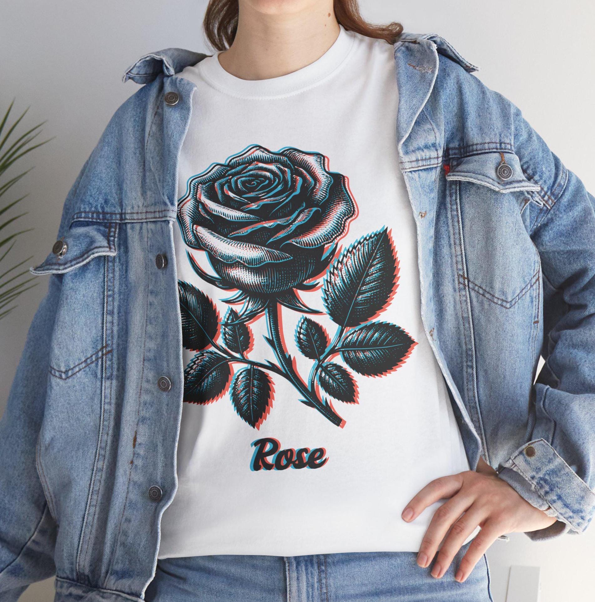 T-shirt, Rose 3D, 3d Effect, Tiktok, Three-dimensional, Flower