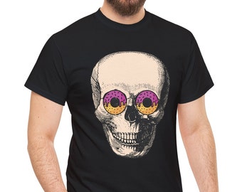 T-shirt Skull e Donuts - Maglietta Teschio e Ciambella