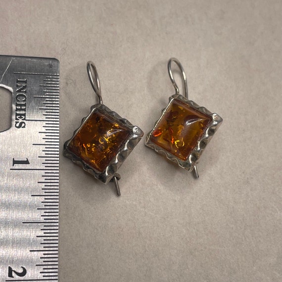 Vintage Sterling Silver 925 Accented Amber Square… - image 4