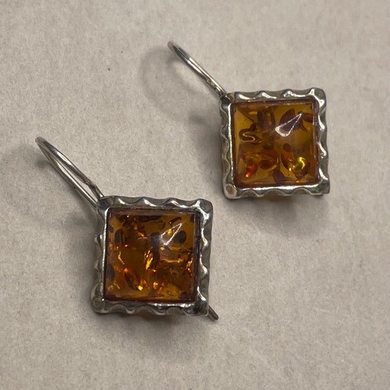 Vintage Sterling Silver 925 Accented Amber Square… - image 5