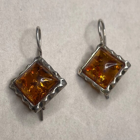 Vintage Sterling Silver 925 Accented Amber Square… - image 3