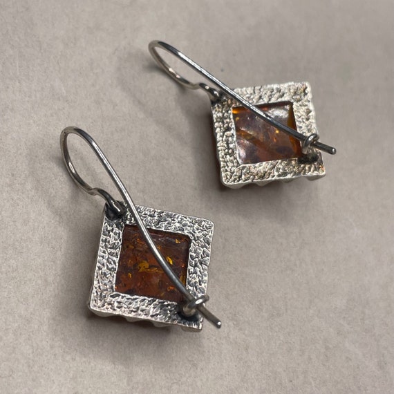 Vintage Sterling Silver 925 Accented Amber Square… - image 6