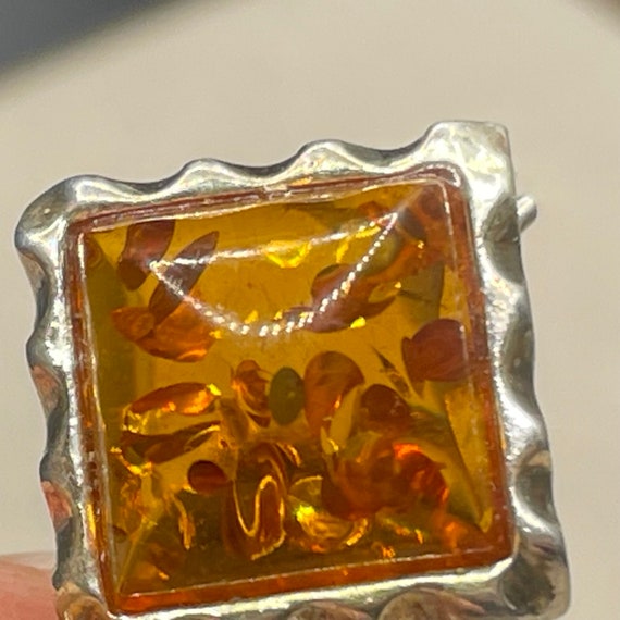 Vintage Sterling Silver 925 Accented Amber Square… - image 9