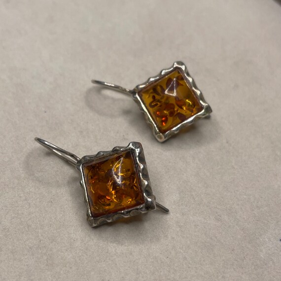 Vintage Sterling Silver 925 Accented Amber Square… - image 8