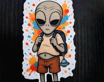 Neon Alien Kinder Magnet – Surreale Pop Art Kühlschrank Deko