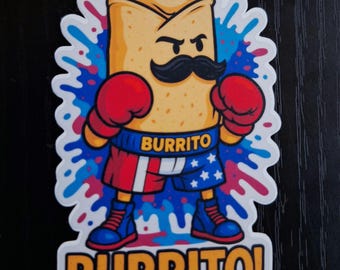 ブリトーボクサービニールステッカー - 面白い食べ物アート、ラップトップ用デカール