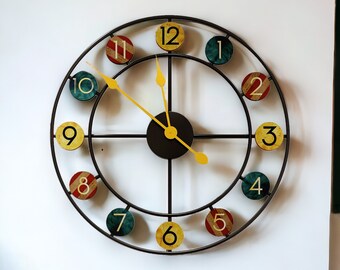 Retro Iron Wall Clock for Home Decor | Artistic Metal Clock | Unique Modern Wall Clock | Decorative Wall Clock | Father's Day Gift Ideas
