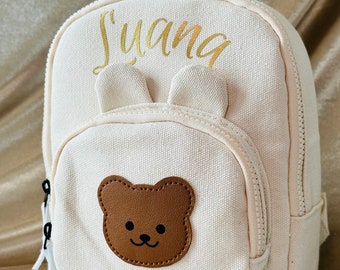 Children's backpack with name beige