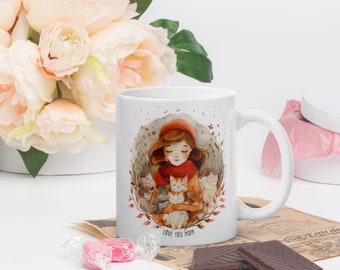 Cozy autumn cat mother mug | gift for her | gift for mom | mummy grandma | mothers day present | birthday | gift | cat mug