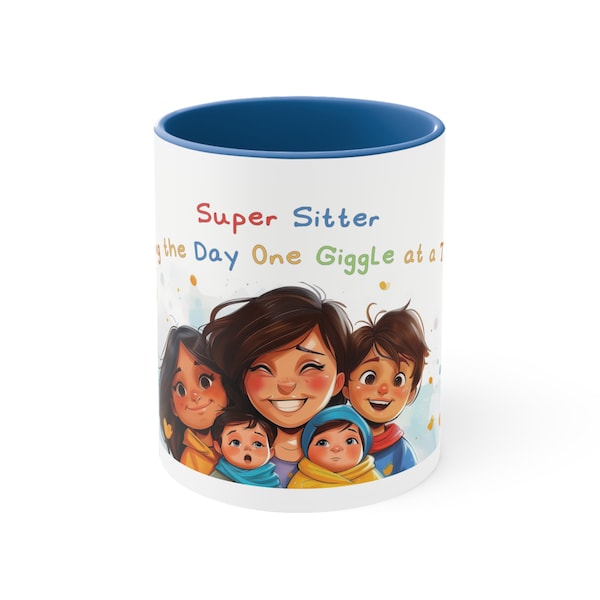 Babysitter mug - Super Sitter Saving the Day One Giggle at a Time - Babysitter Thank You Gift - Perfect Gift for Nannies & Childminders