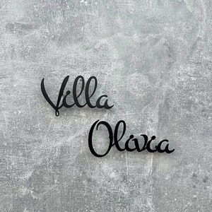 Letrero de metal personalizado, letrero de metal con el nombre de la villa personalizado, letrero de metal con el nombre de la casa personalizado moderno, apellido de metal personalizado único, letrero de metal para porche