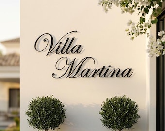 Custom Modern Metal Casa Name Sign, Personalized Villa Name Sign, Unique Custom Metal Family Name,Anniversary Gift, Address Sign, House Sign