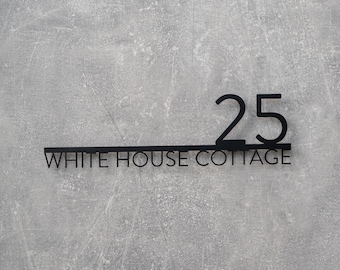 Modern Metal House Numbers Street Name, Modern Deco House Number Sign, Metal Address Numbers, Address Sign, Front Porch Decor, Porch Sign