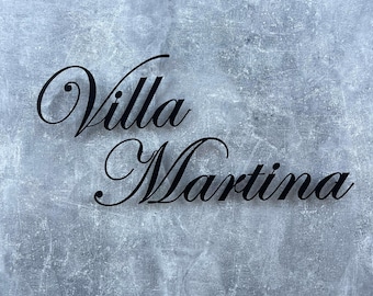Gepersonaliseerde villanaambord, aangepast modern metalen huisnaambord, unieke aangepaste metalen familienaam, buitenbrieven, metalen huisbord