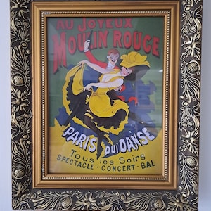 Vintage gold frame with Parisian Art Nouveau print