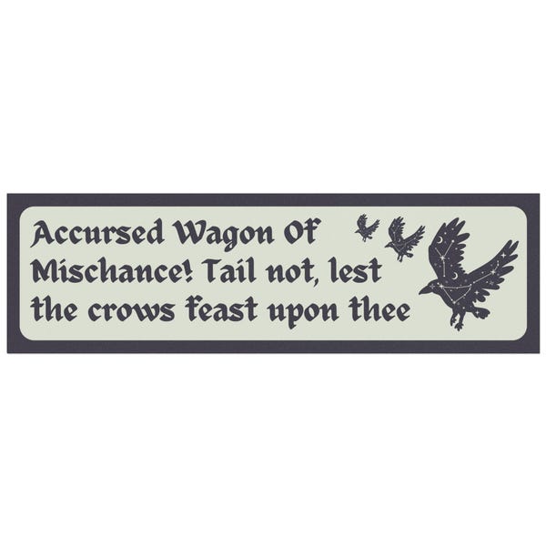 Sticker pour voiture corbeau médiéval, aimant drôle de voiture maudite, décoration de voiture de sorcière gothique, cadeaux gothiques sorcières pour la voiture de la sienne, pare-chocs Core Crowcore corbeau