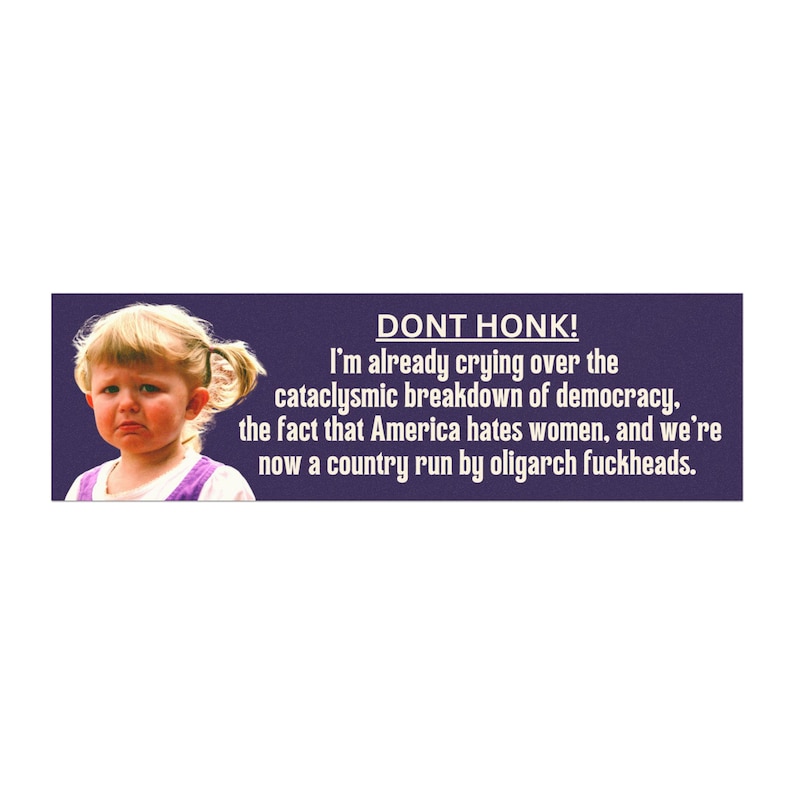 Funny Anti Trump Car Magnet Anti Maga Bumper Sticker Leftist Meme Gen Z Car Accessories Don't Honk Crying Meme, Sarcastic Decals for Women Purple