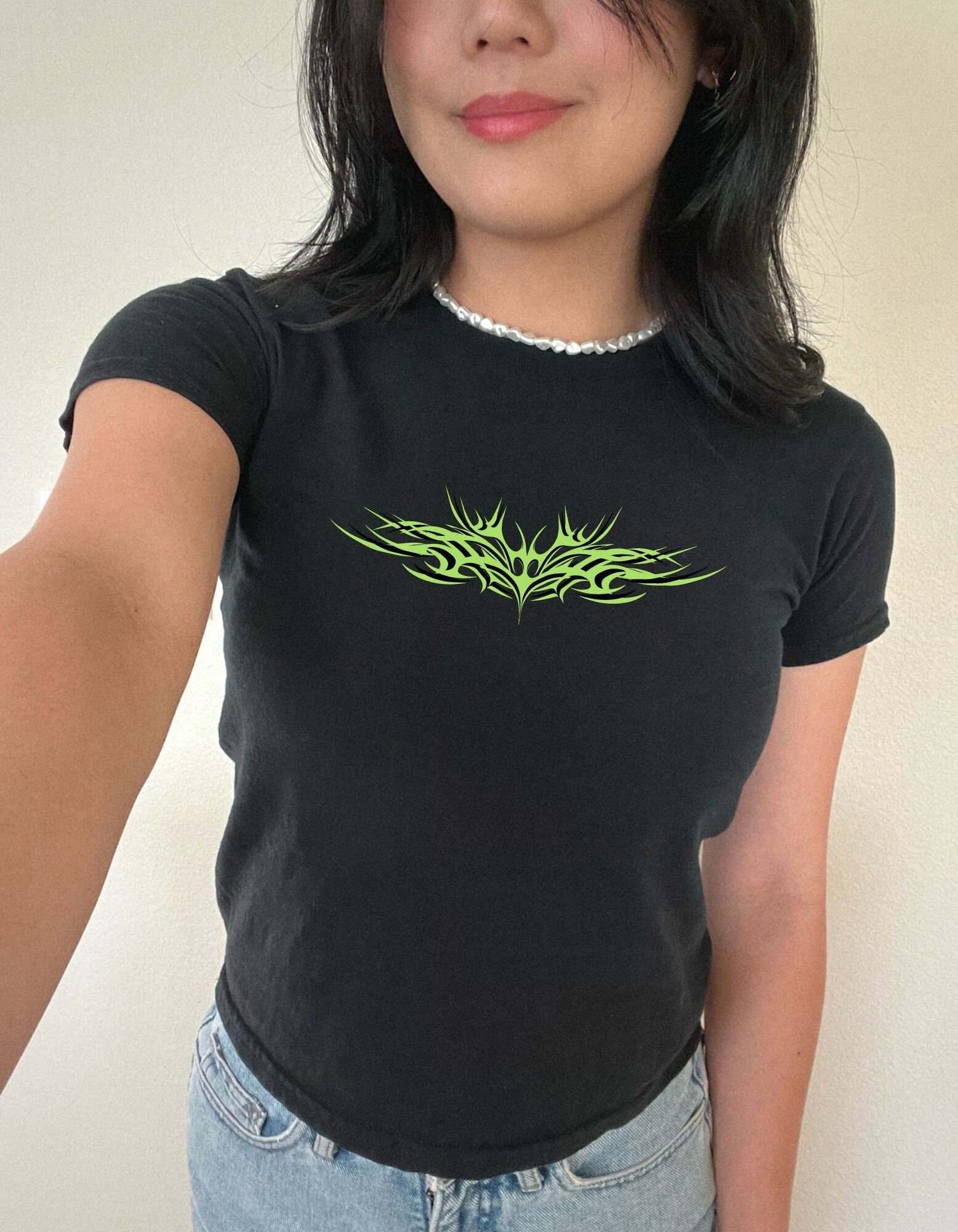 Y2k Cyber Punk Baby Tee - Y2k Cyber Grunge Tee, Neo Tribal