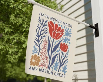 Subtiele anti-troefhuisvlag, beleefd anti-maga-tuinbord, FDT Flower Kindness Yard-bord, positieve tuinvlaggen Inclusie Diversity Peace